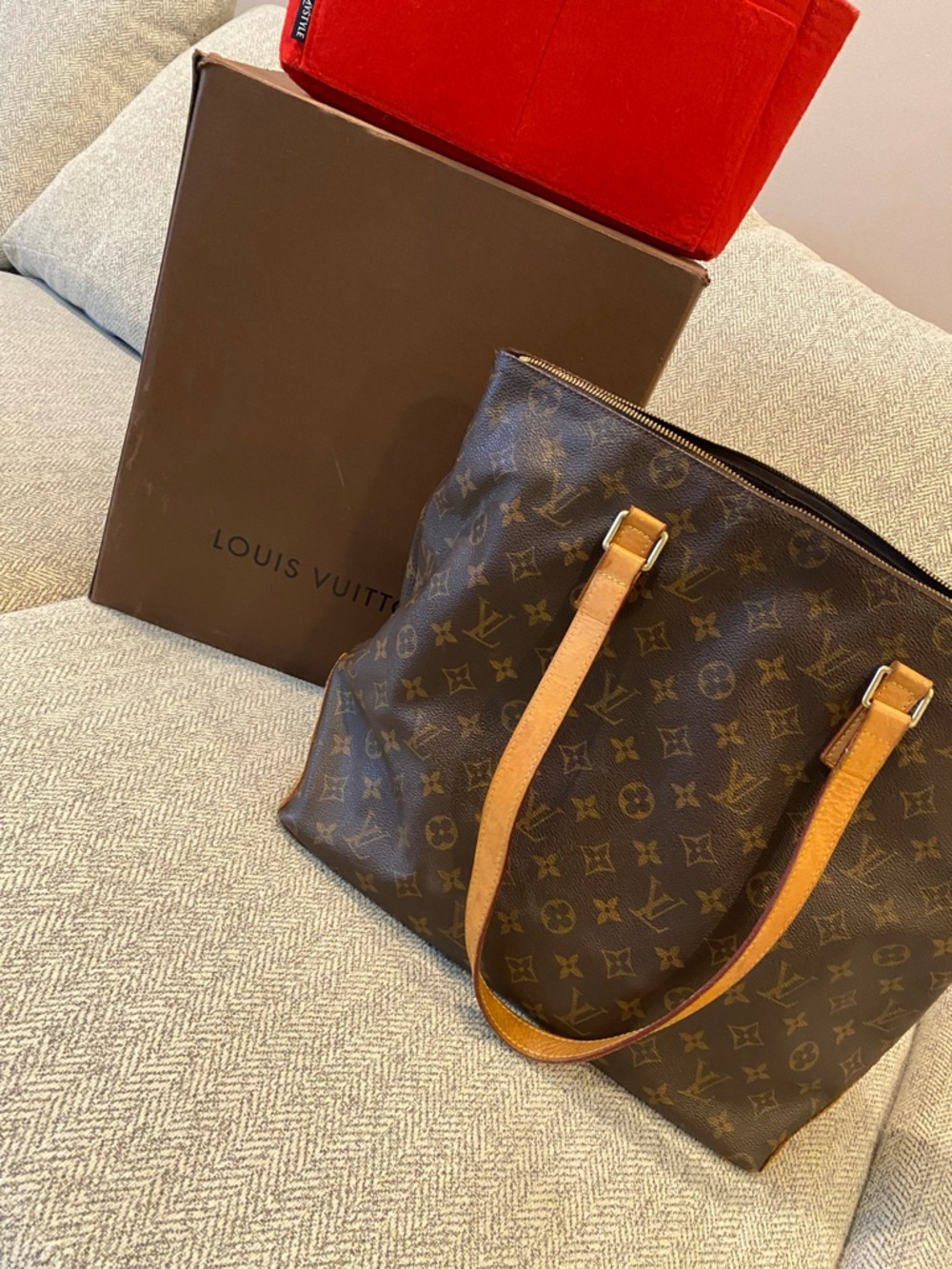 Louis Vuitton Brown Monogram Canvas Shoulder Tote with Vachetta Straps